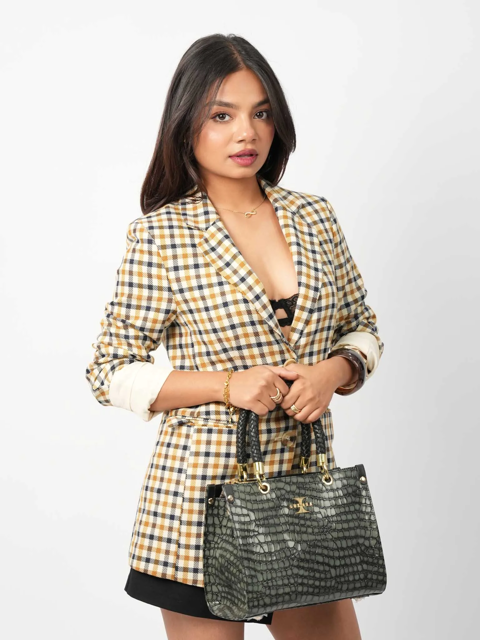 Luxora leather bag product photography