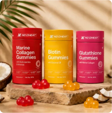 NO CHEAT Marine Collagen, Biotin and Glutathione Gummies product lineup
