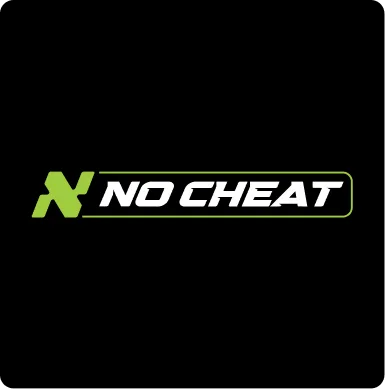 NO CHEAT logo on black background